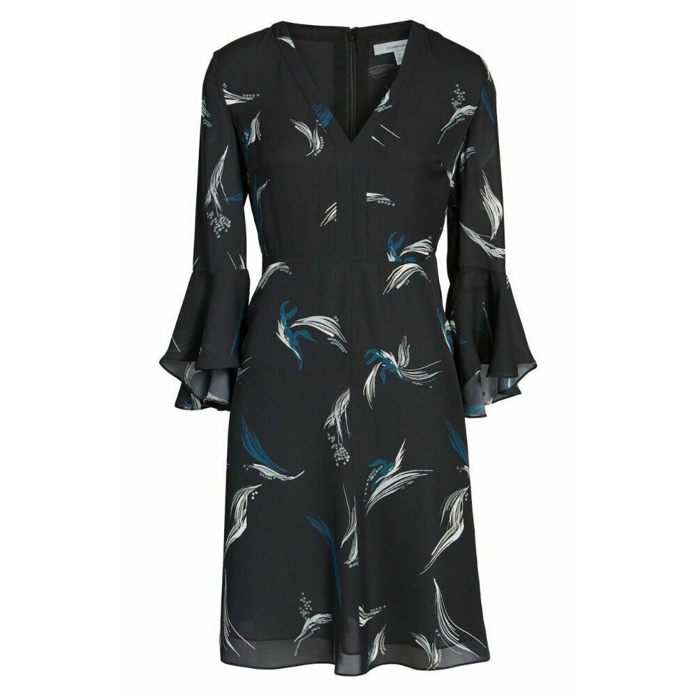 Classiques Entier Dress Bell Sleeve A-line Print Silk Floral Print SZ 6 New $299 - Picture 5 of 6